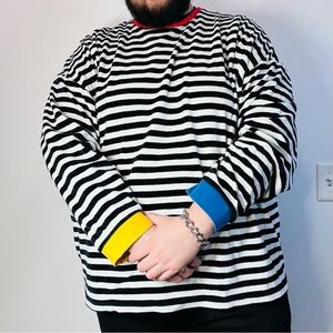 ASOS LS Velour oversized striped sweatshirt